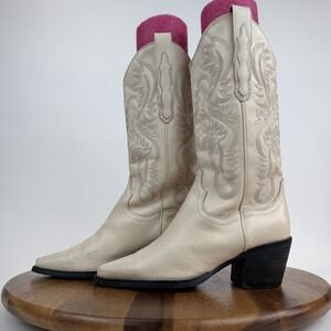 Womens Jeffrey Campbell Dagget Natural Western Leather Cowboy Boots Size 6 M‎